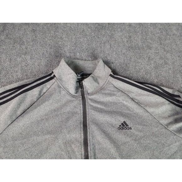 Adidas 3 Stripe Full Zip Tricot Tracktop Men Sz M Gray Black Pullover Athleisure - Picture 2 of 7